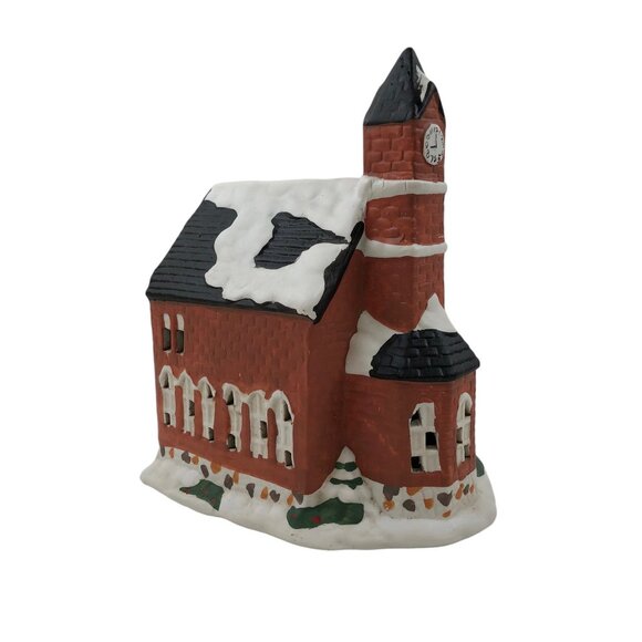 Caldor Hand Painted Porcelain Lighted House Church Christmas Holiday Vintage - Picture 7 of 10